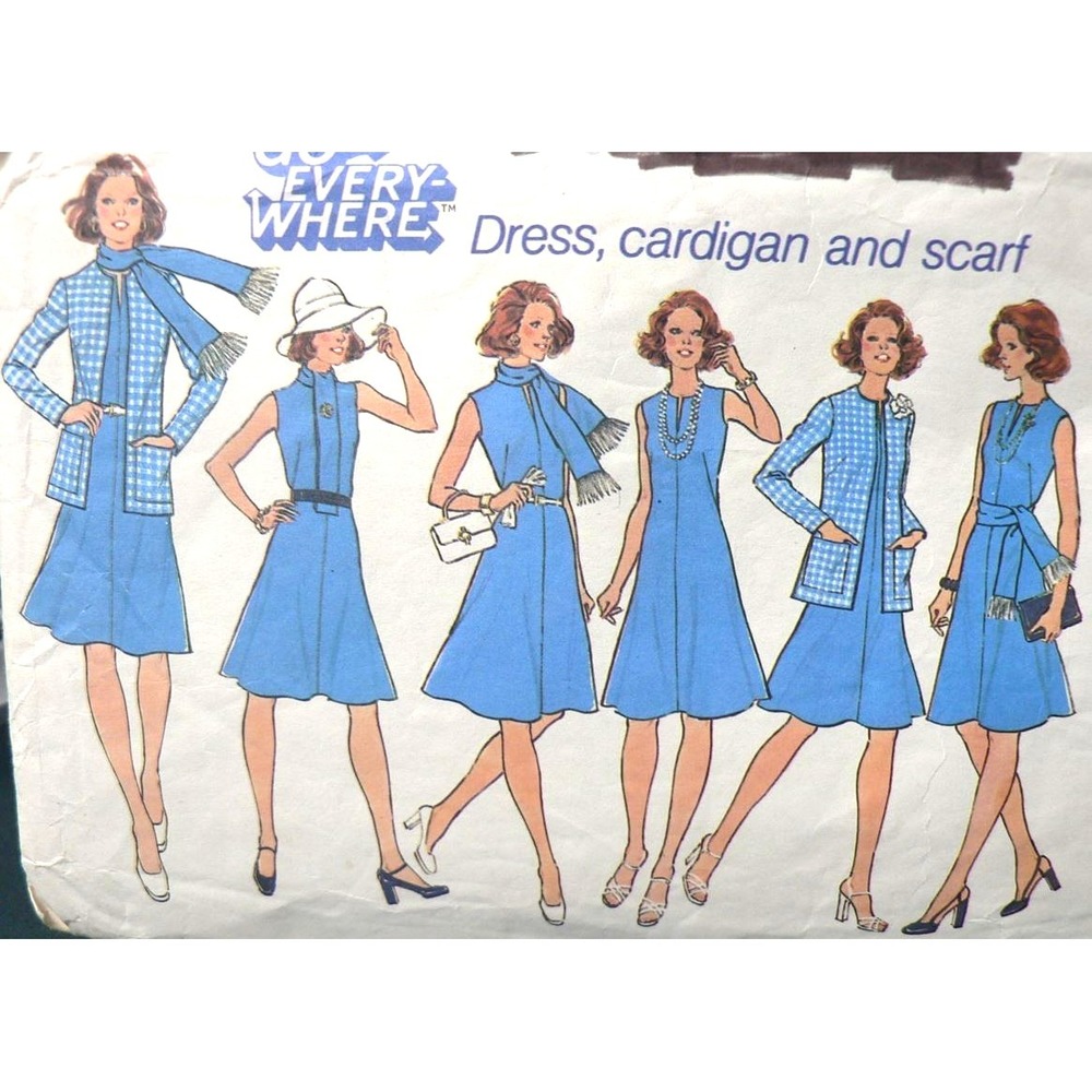 Vintage‎ Simplicity Sewing Pattern 6850 Women's Dress Cardigan & Scarf Size 12
